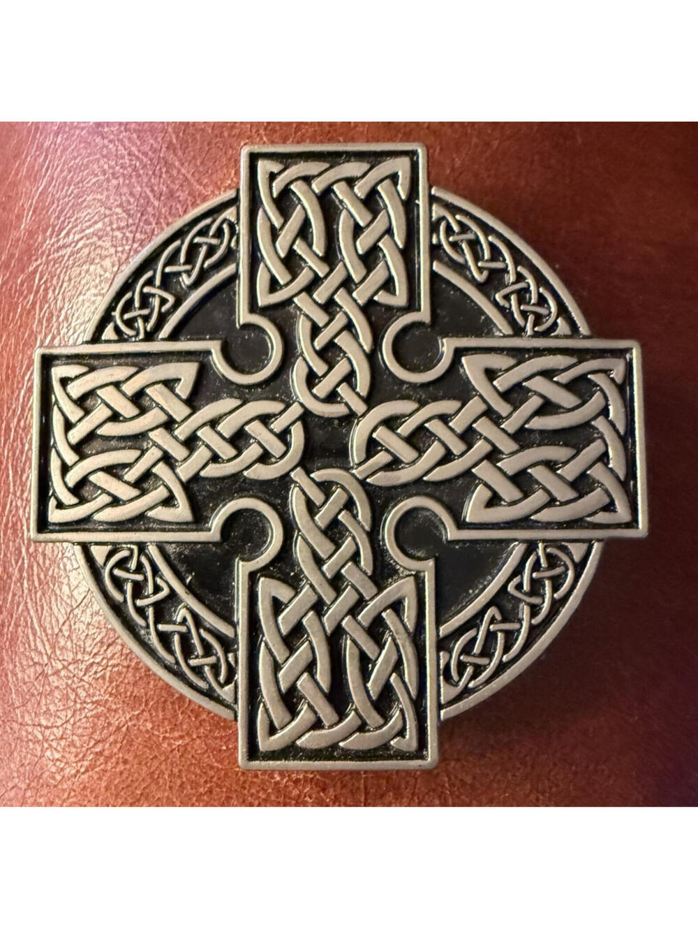 Vintage Celtic Cross Belt Buckle Country Leather Canada Serial No 10425 Knotwork